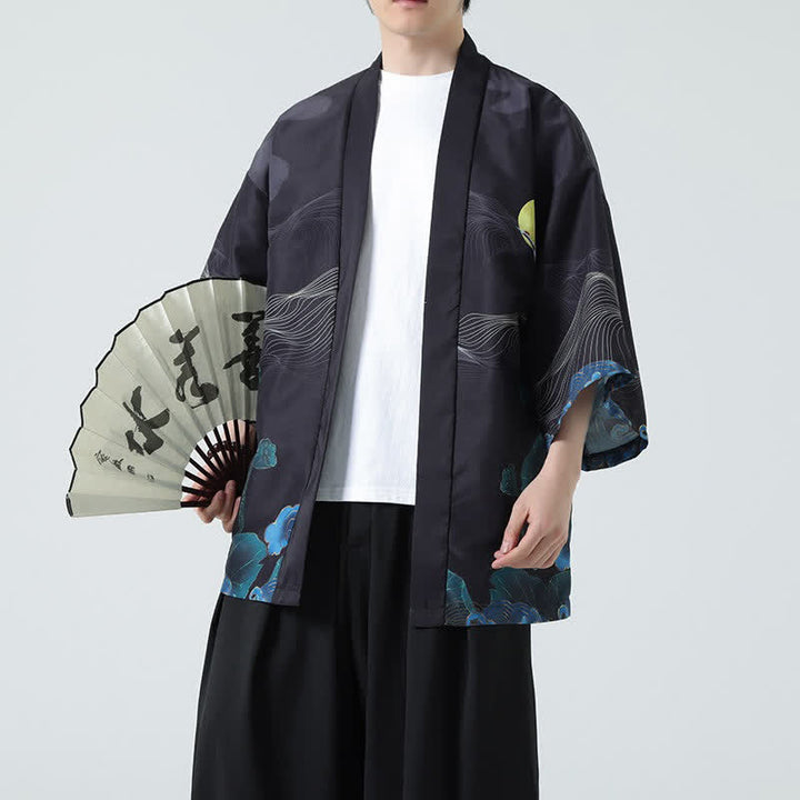 Buddha Stones Kimono de verano informal vintage con estampado de grullas para hombre - Montaña - US/UK/AU48, EU58 (5XL) - image 24
