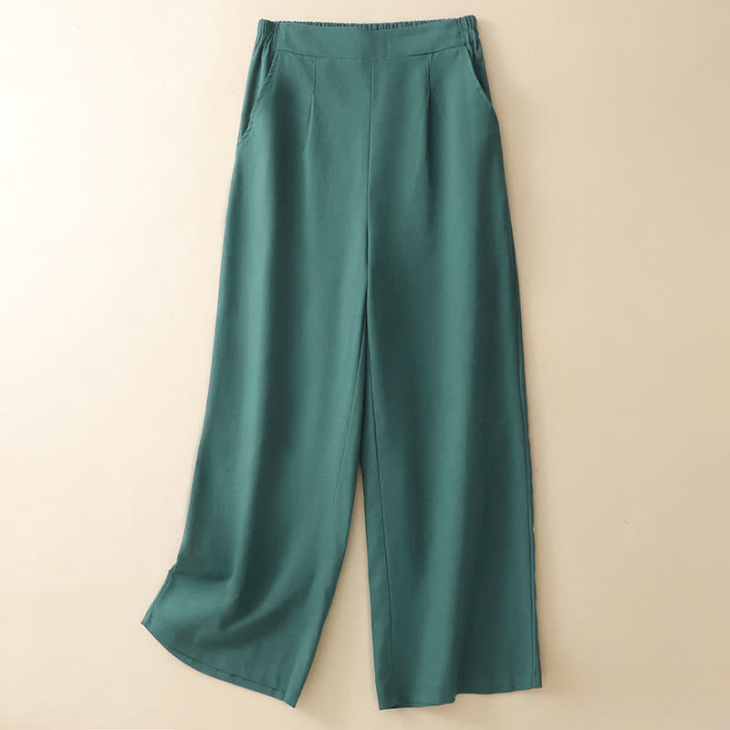 Buddha Stones Pantalones cortos minimalistas elegantes de verano para mujer, de color liso, con pierna recta y bolsillos. - Verde azulado - US8-10, UK/AU12-14, EU40-42 (2XL) - image 0