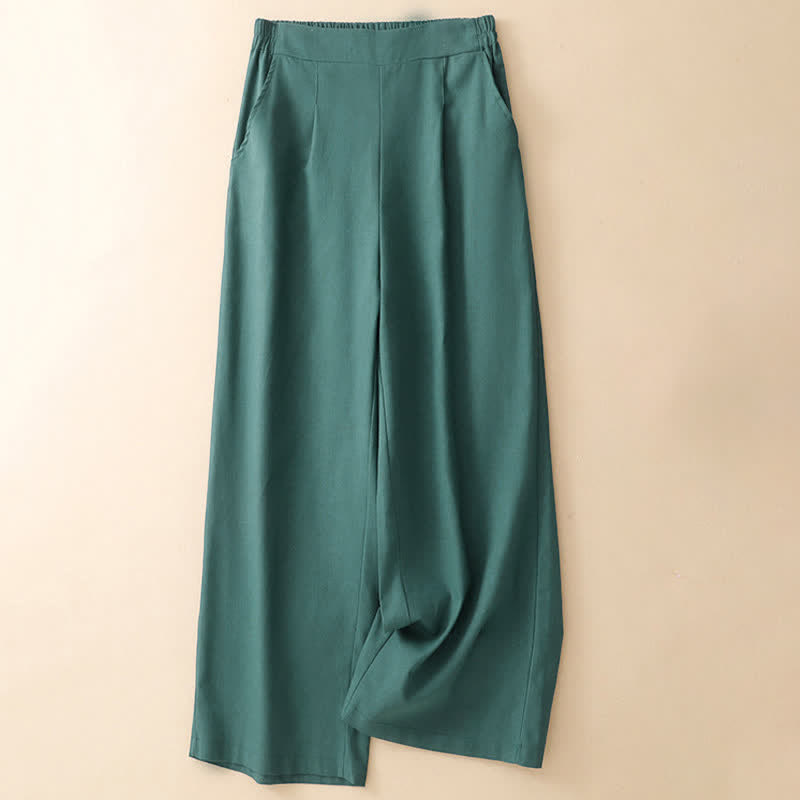 Buddha Stones Pantalones cortos minimalistas elegantes de verano para mujer, de color liso, con pierna recta y bolsillos. - image 1