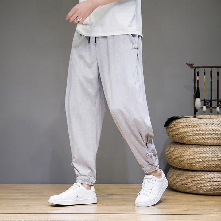 Buddha Stones Pantalones capri lisos informales de verano con cordón ajustable para hombre, corte ajustado y bolsillo. - Gainsboro - US/UK/AU46, EU56 (5XL) - image 0