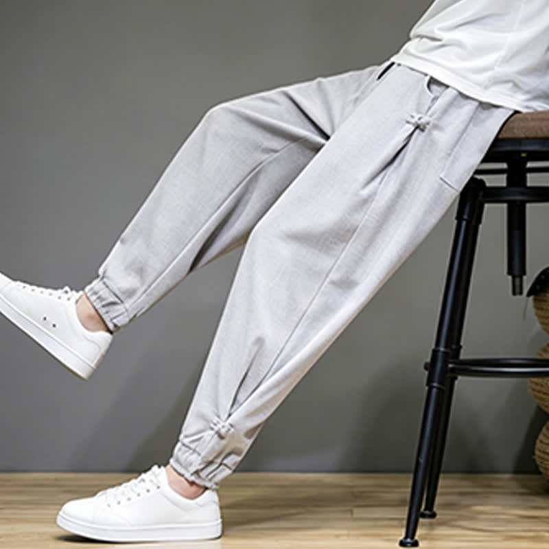 Buddha Stones Pantalones capri lisos informales de verano con cordón ajustable para hombre, corte ajustado y bolsillo. - image 7