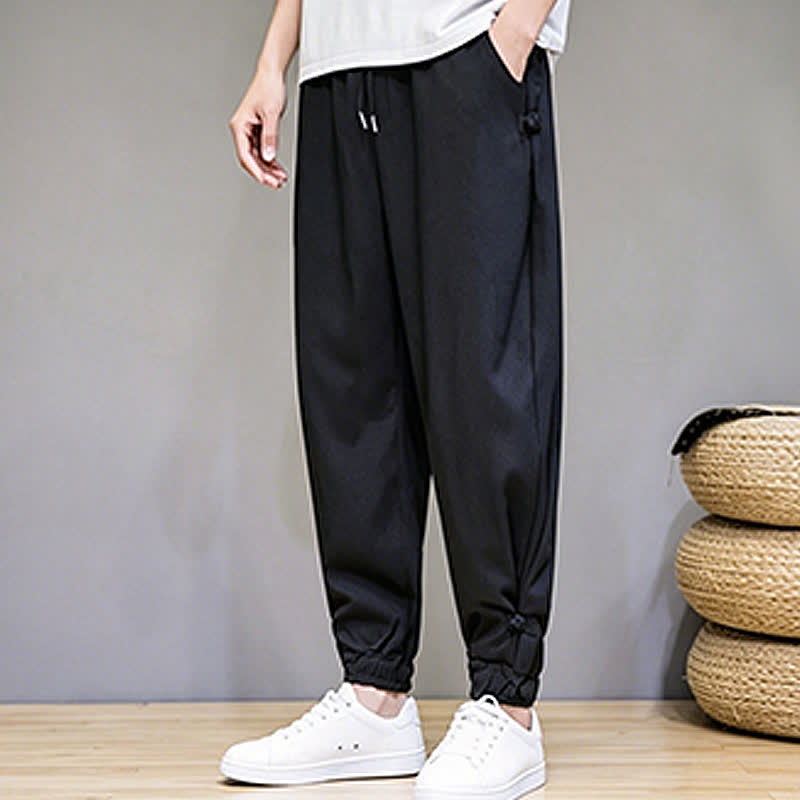 Buddha Stones Pantalones capri lisos informales de verano con cordón ajustable para hombre, corte ajustado y bolsillo. - image 18