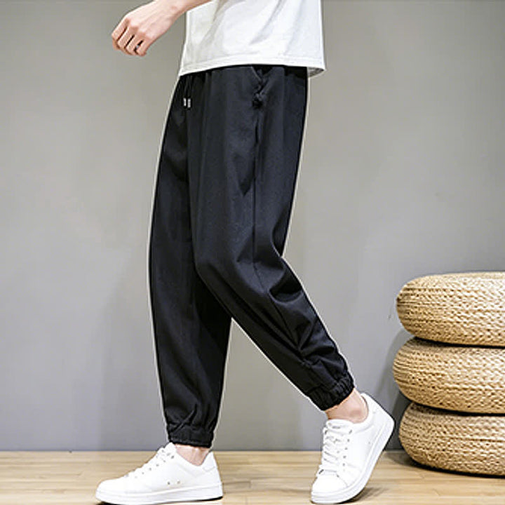 Buddha Stones Pantalones capri lisos informales de verano con cordón ajustable para hombre, corte ajustado y bolsillo. - image 21