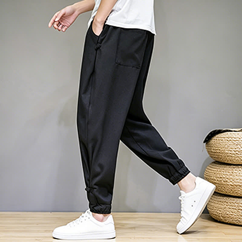 Buddha Stones Pantalones capri lisos informales de verano con cordón ajustable para hombre, corte ajustado y bolsillo. - image 19