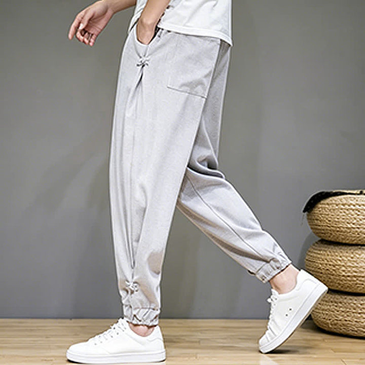 Buddha Stones Pantalones capri lisos informales de verano con cordón ajustable para hombre, corte ajustado y bolsillo. - image 4