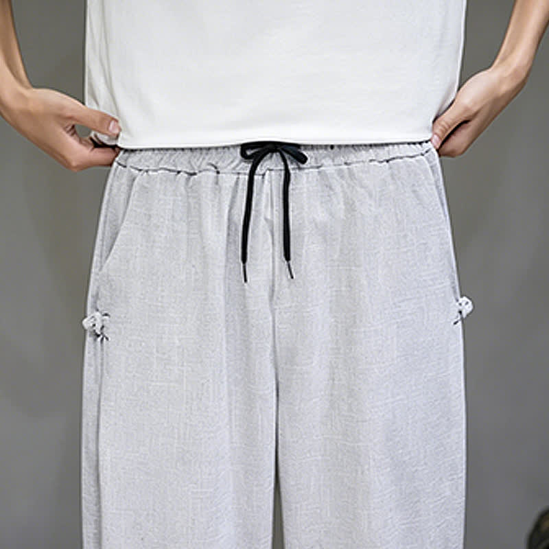 Buddha Stones Pantalones capri lisos informales de verano con cordón ajustable para hombre, corte ajustado y bolsillo. - image 12