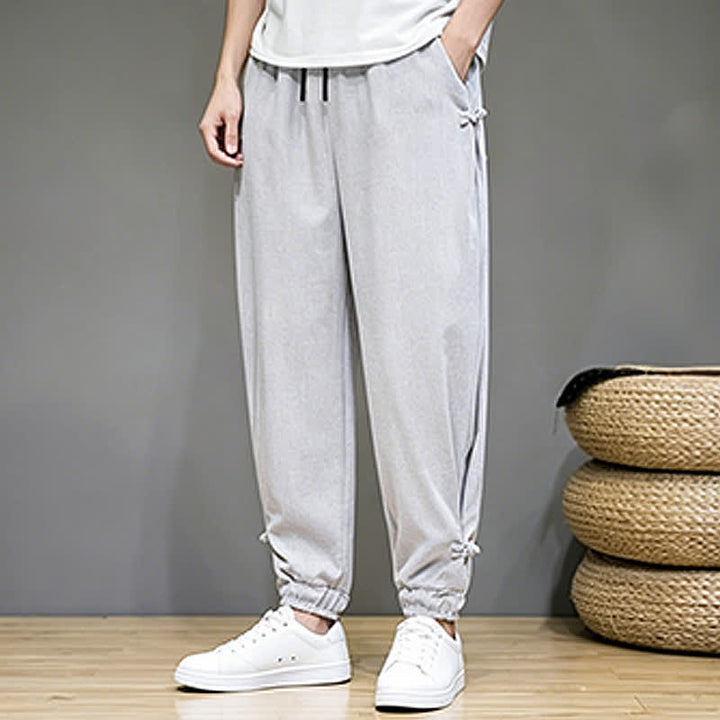 Buddha Stones Pantalones capri lisos informales de verano con cordón ajustable para hombre, corte ajustado y bolsillo. - image 10