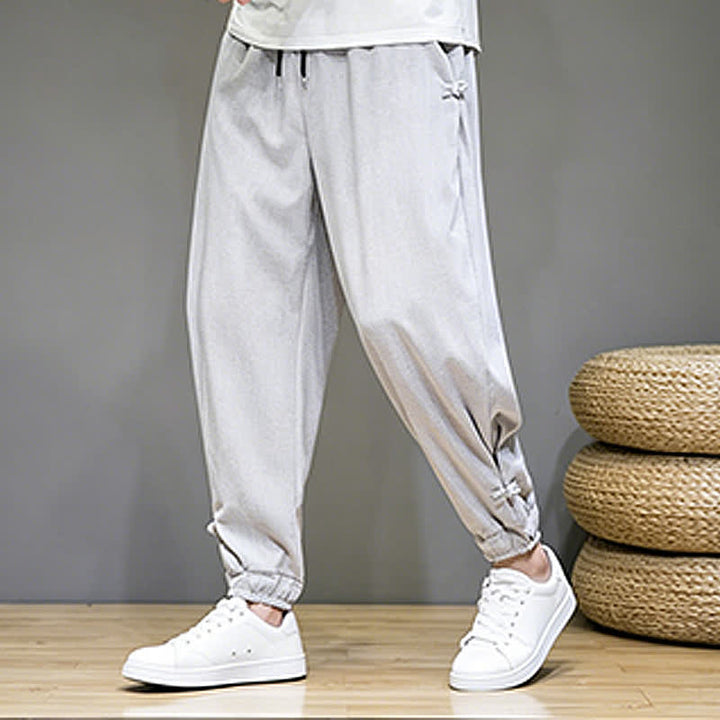 Buddha Stones Pantalones capri lisos informales de verano con cordón ajustable para hombre, corte ajustado y bolsillo. - image 2