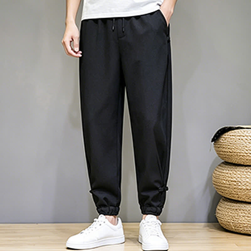 Buddha Stones Pantalones capri lisos informales de verano con cordón ajustable para hombre, corte ajustado y bolsillo. - image 20