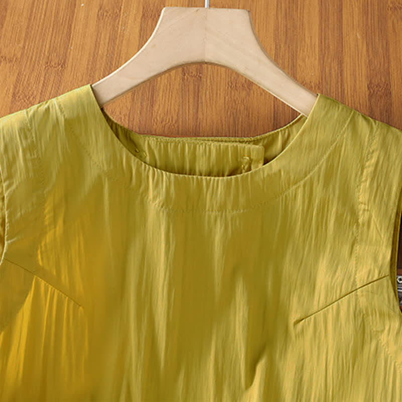 Buddha Stones Camiseta sin mangas minimalista de verano con diseño irregular en la espalda para mujer. - image 2