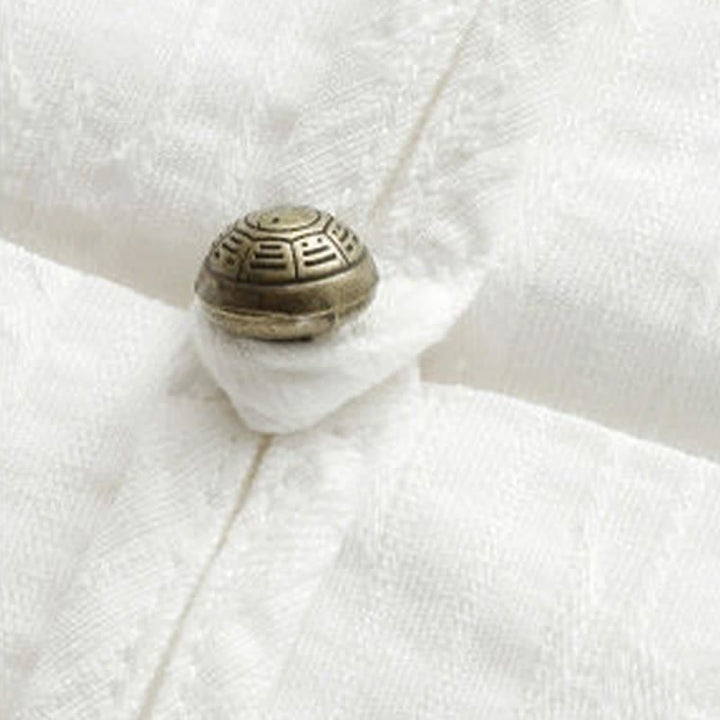 Buddha Stones Camisas de manga hasta el codo para hombre, estilo casual, con cuello mandarín, botones de rana, color liso, con bolsillos, para verano. - image 7