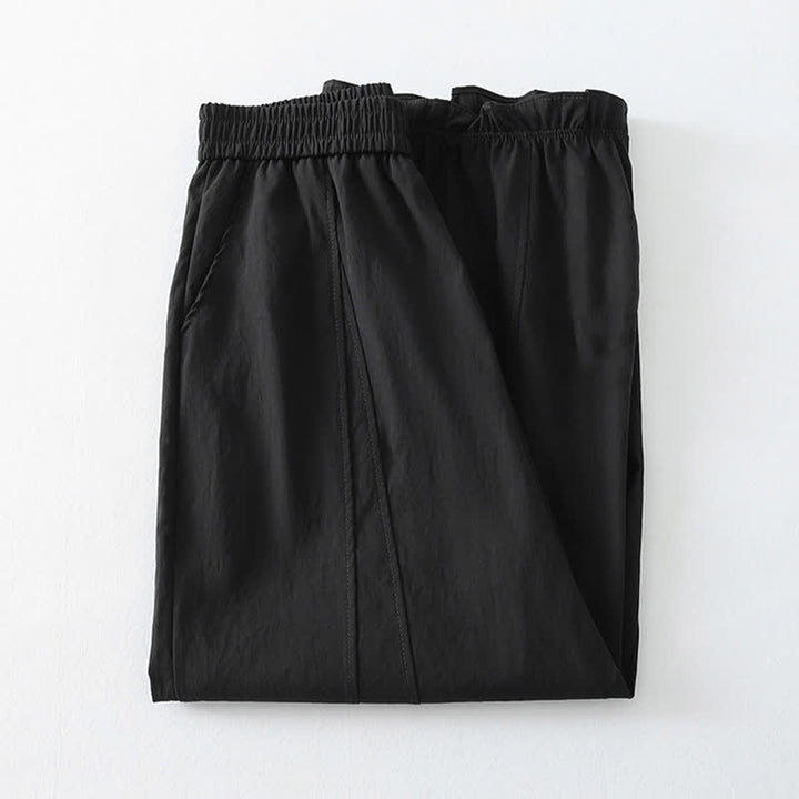 Buddha Stones Pantalones tobilleros minimalistas de verano con volantes en el bajo, estilo harem para mujer con bolsillos. - image 8