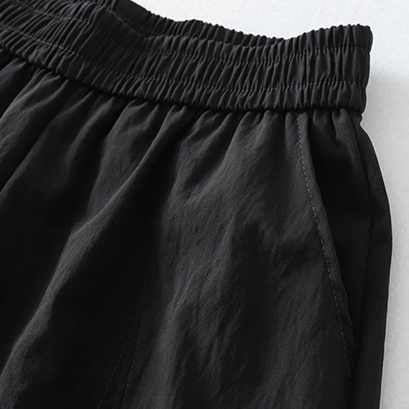 Buddha Stones Pantalones tobilleros minimalistas de verano con volantes en el bajo, estilo harem para mujer con bolsillos. - image 10
