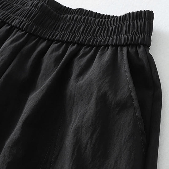 Buddha Stones Pantalones tobilleros minimalistas de verano con volantes en el bajo, estilo harem para mujer con bolsillos. - image 10