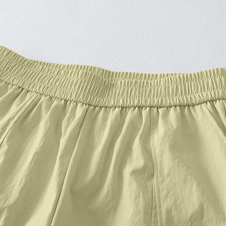 Buddha Stones Pantalones tobilleros minimalistas de verano con volantes en el bajo, estilo harem para mujer con bolsillos. - image 3