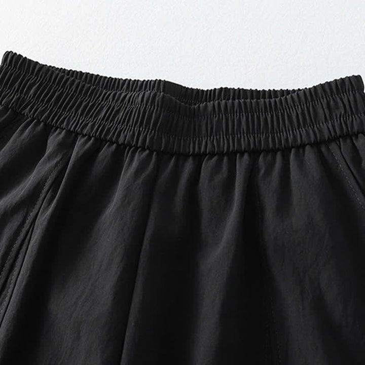 Buddha Stones Pantalones tobilleros minimalistas de verano con volantes en el bajo, estilo harem para mujer con bolsillos. - image 9