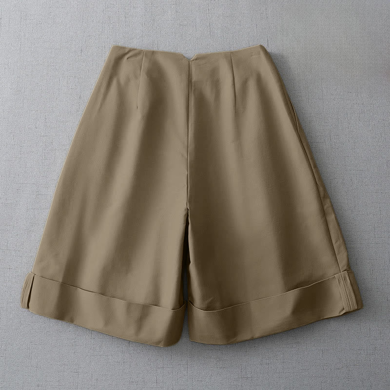 Buddha Stones Shorts de verano minimalistas, elegantes, de color liso, con cremallera y bolsillos para mujer. - image 1