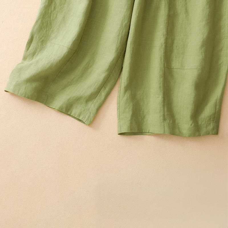 Buddha Stones Pantalones cortos casuales de verano con cintura elástica, color liso, para mujer, de pierna ancha y con bolsillos. - image 14