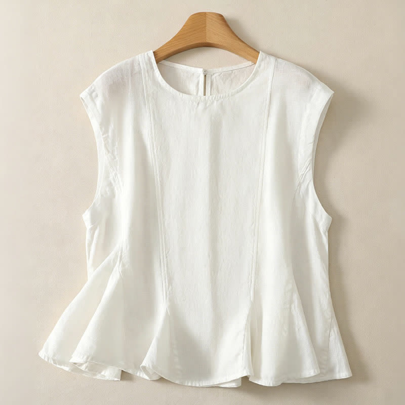 Buddha Stones Camiseta sin mangas elegante y casual de verano para mujer. - Blanco - US8-10, UK/AU12-14, EU40-42 (2XL) - image 12