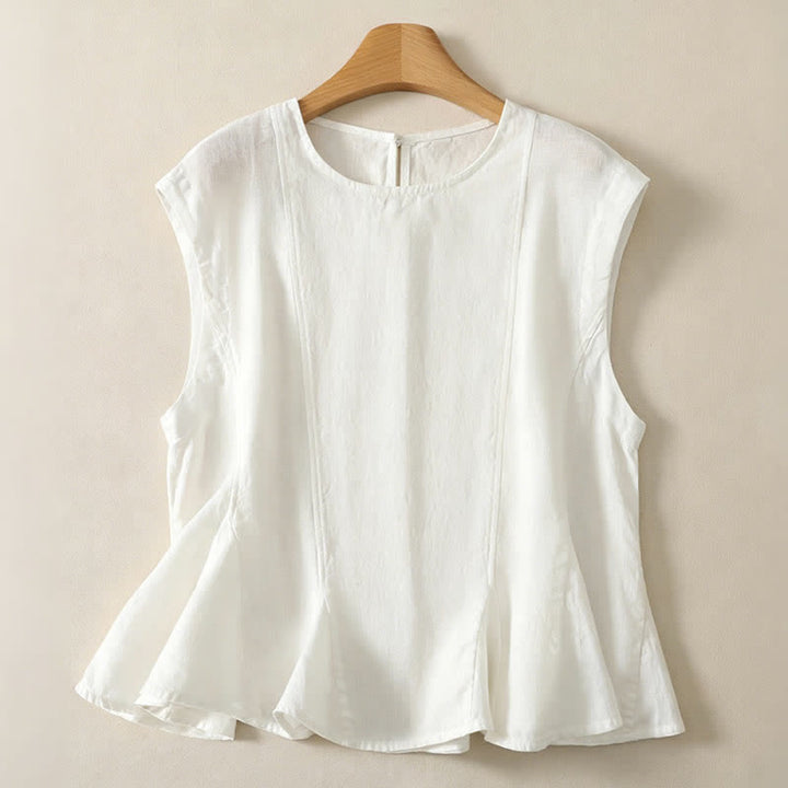 Buddha Stones Camiseta sin mangas elegante y casual de verano para mujer. - Blanco - US8-10, UK/AU12-14, EU40-42 (2XL) - image 12