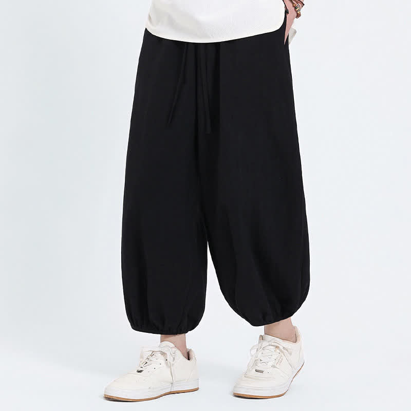 Buddha Stones Pantalones cortos casuales estilo Tang de verano con cordón ajustable, pantalones harem para hombre con bolsillos. - image 8