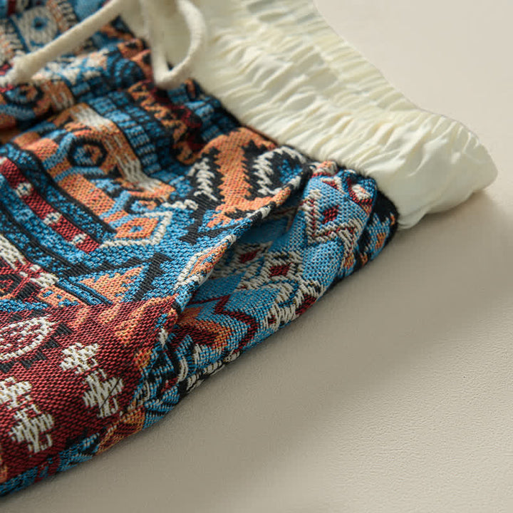Pantalones cortos de hombre con estampado geométrico, estilo bohemio, con cordón ajustable y bolsillos, estampado Buddha Stones, ideales para el verano. - image 6