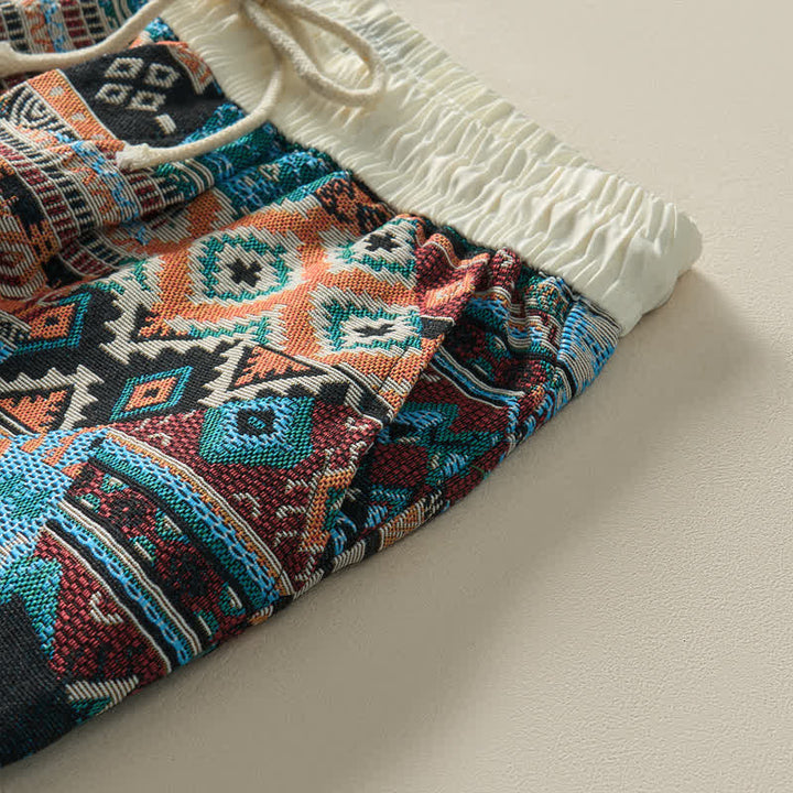 Pantalones cortos de hombre con estampado geométrico, estilo bohemio, con cordón ajustable y bolsillos, estampado Buddha Stones, ideales para el verano. - image 5