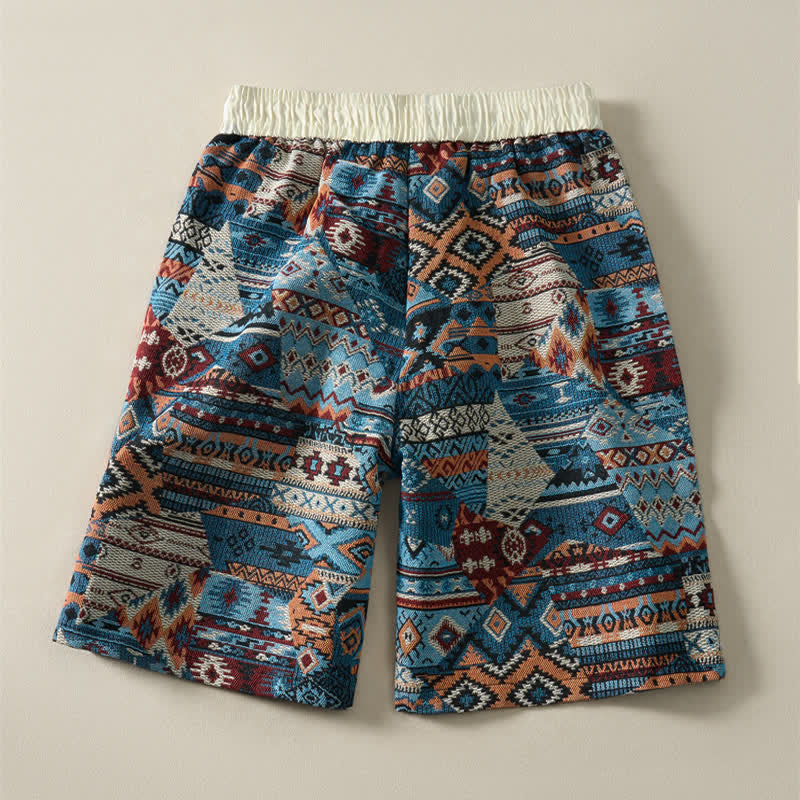 Pantalones cortos de hombre con estampado geométrico, estilo bohemio, con cordón ajustable y bolsillos, estampado Buddha Stones, ideales para el verano. - image 2