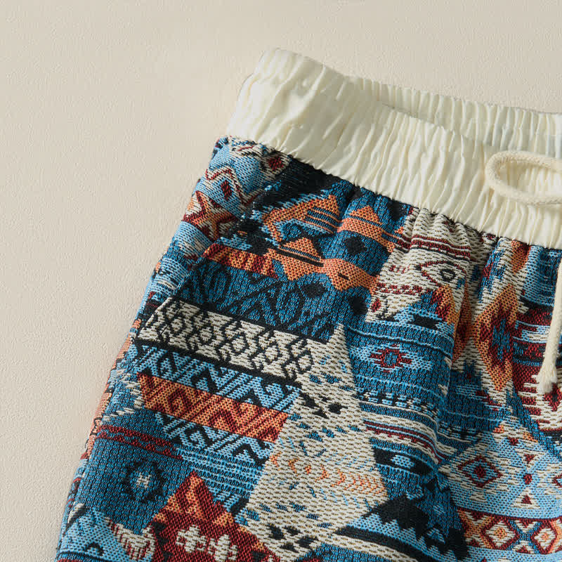 Pantalones cortos de hombre con estampado geométrico, estilo bohemio, con cordón ajustable y bolsillos, estampado Buddha Stones, ideales para el verano. - image 4