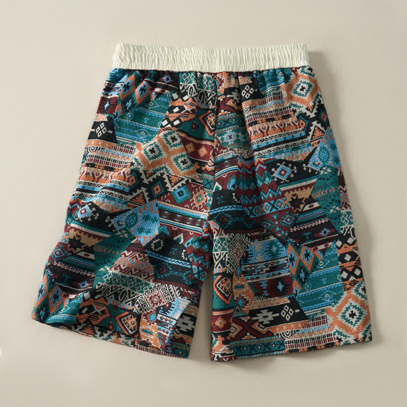 Pantalones cortos de hombre con estampado geométrico, estilo bohemio, con cordón ajustable y bolsillos, estampado Buddha Stones, ideales para el verano. - image 10