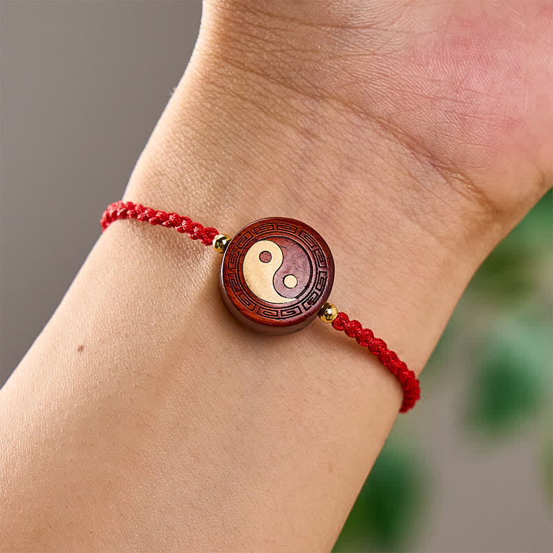 Buddha Stones Pulsera de hilo rojo de protección Yin Yang de sándalo morado - image 7