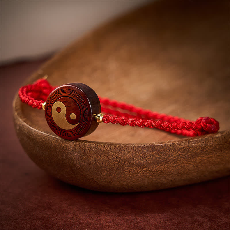 Buddha Stones Pulsera de hilo rojo de protección Yin Yang de sándalo morado - image 3