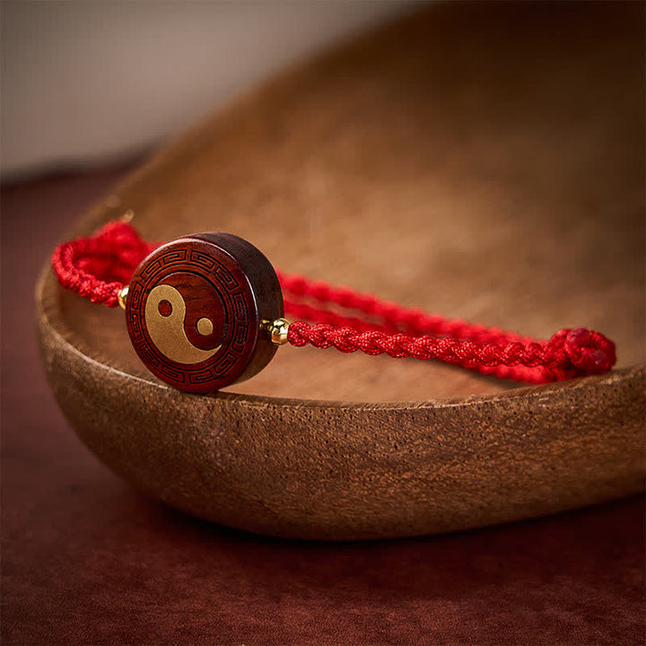 Buddha Stones Pulsera de hilo rojo de protección Yin Yang de sándalo morado - image 3