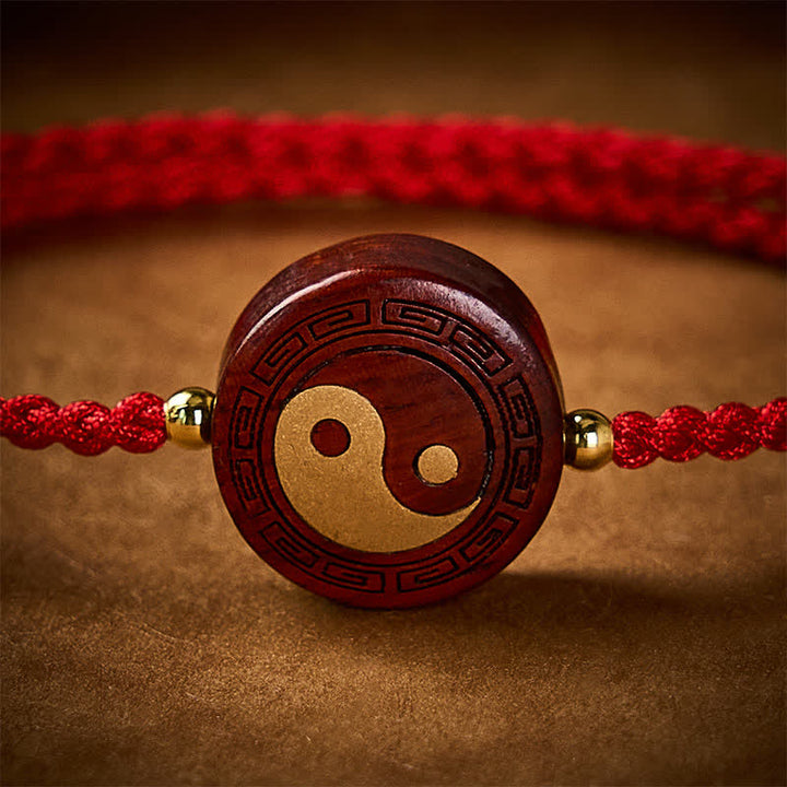 Buddha Stones Pulsera de hilo rojo de protección Yin Yang de sándalo morado - image 4