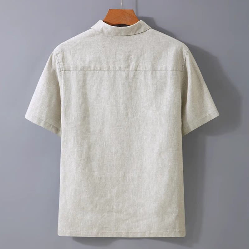 Buddha Stones Camisas de manga corta para hombre, estilo casual de verano, minimalistas, con botones y de color liso. - image 1