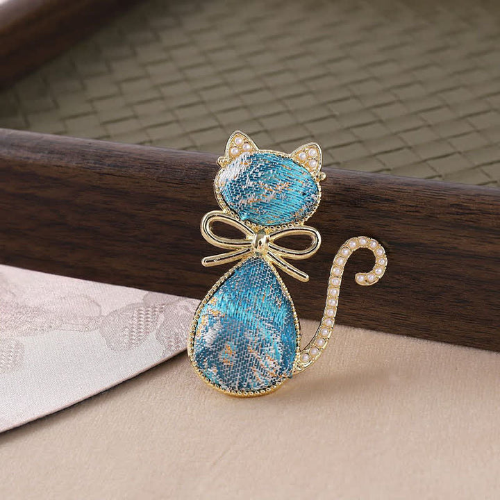 Buddha Stones Broche de pureza con lazo de gato de brocado Canción de perlas - image 13
