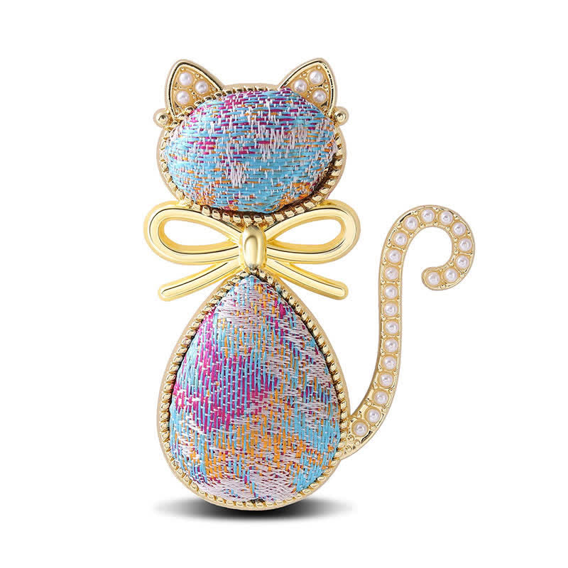 Buddha Stones Broche de pureza con lazo de gato de brocado Canción de perlas - Multicolor (mismo tono de color, el estampado varía) - image 8