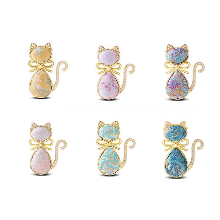 Buddha Stones Broche de pureza con lazo de gato de brocado Canción de perlas - image 1