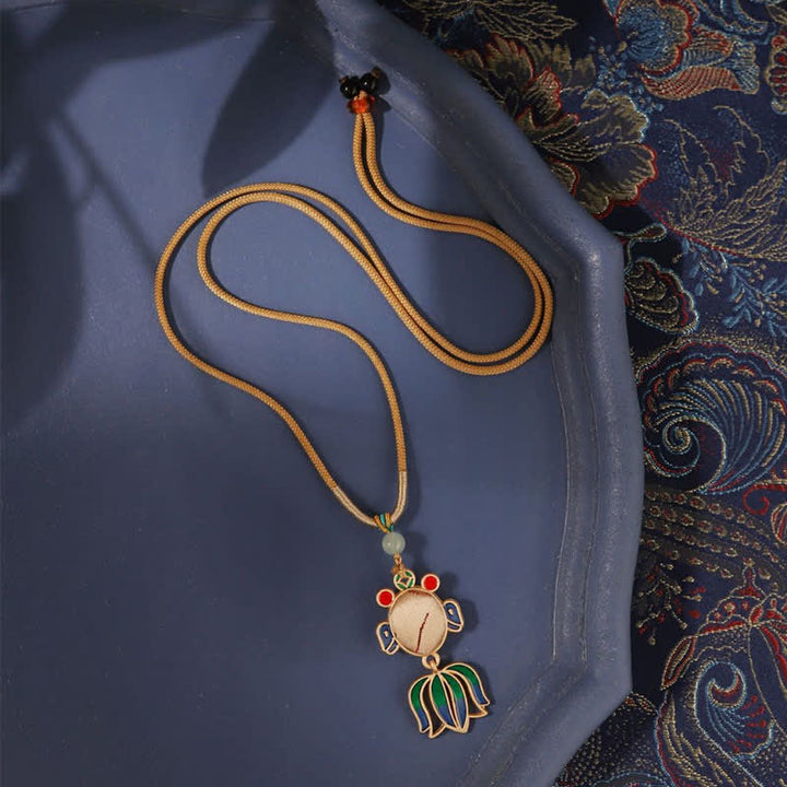 Buddha Stones Colgante de esmalte Song Brocade con forma de pez koi y éxito, collar Guofeng - image 2
