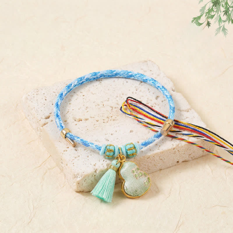 Buddha Stones Pulsera protectora de calabaza brocada con la canción de la cuerda roja de cinco colores - image 2