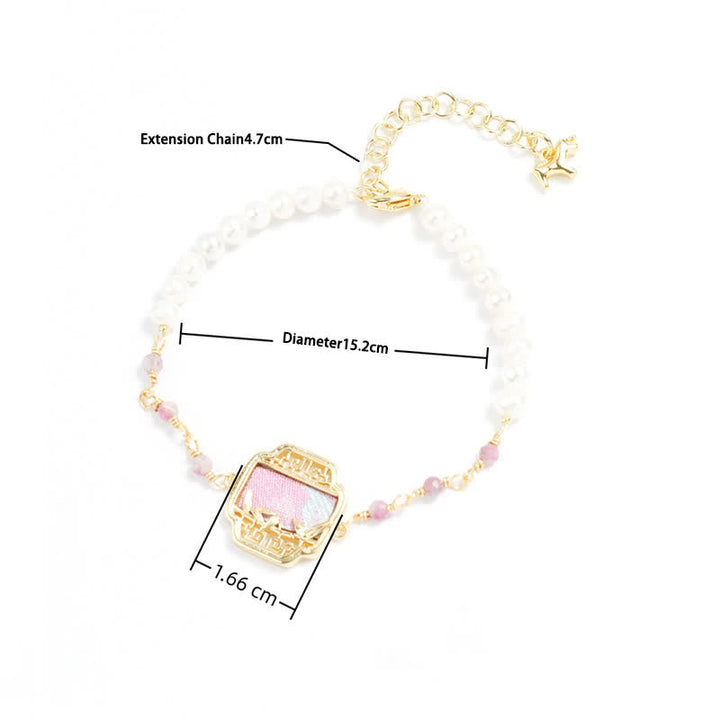 Buddha Stones Pulsera neochina con dije de brocado y perlas "Pureza de Perla" - image 2