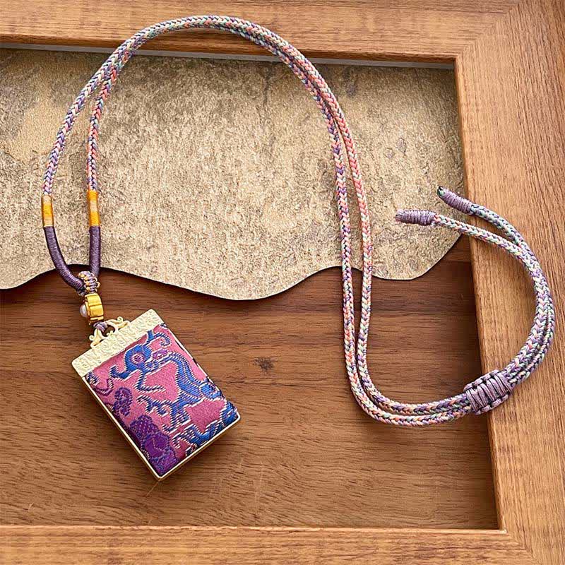 Buddha Stones Collar rectangular trenzado con diseño floral de brocado Song Harmony - Morado (mismo tono de color, el estampado varía) - image 1