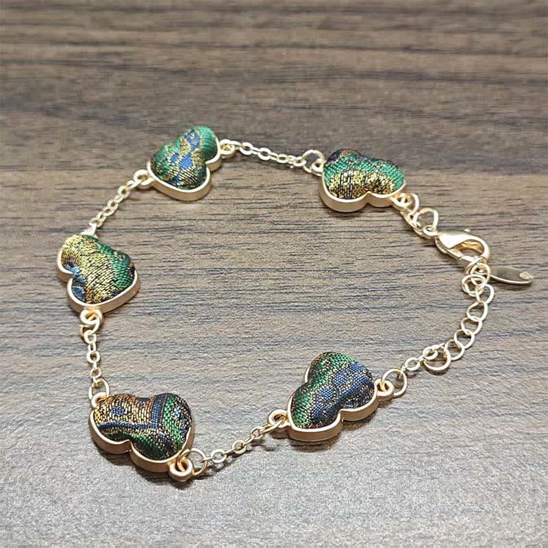 Buddha Stones Canción Brocado Calabaza Ondulaciones de Agua Buena Fortuna Pulsera Vintage China - Verde (mismo tono de color – el estampado varía) - image 6