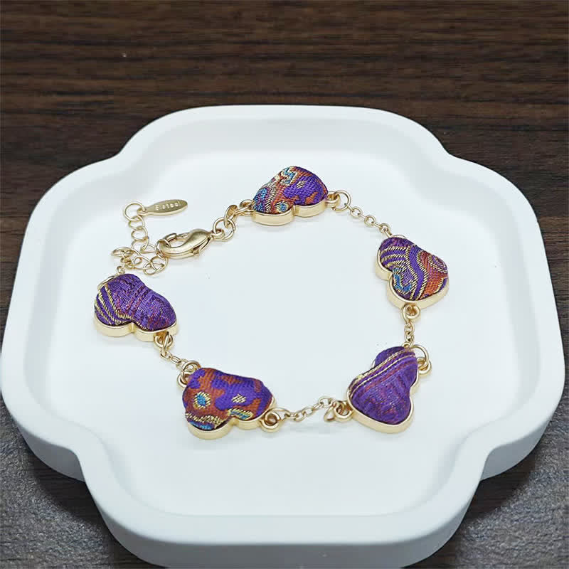 Buddha Stones Canción Brocado Calabaza Ondulaciones de Agua Buena Fortuna Pulsera Vintage China - Oro púrpura (mismo tono de color, el estampado varía) - image 9