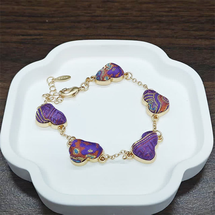 Buddha Stones Canción Brocado Calabaza Ondulaciones de Agua Buena Fortuna Pulsera Vintage China - Oro púrpura (mismo tono de color, el estampado varía) - image 9