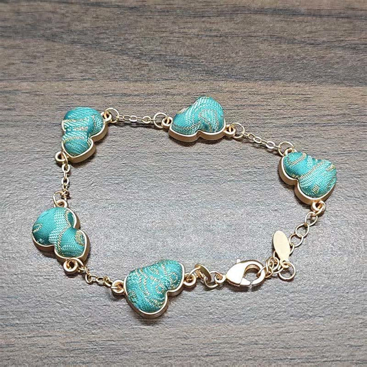 Buddha Stones Canción Brocado Calabaza Ondulaciones de Agua Buena Fortuna Pulsera Vintage China - Azul lago (mismo tono de color, el estampado varía) - image 8