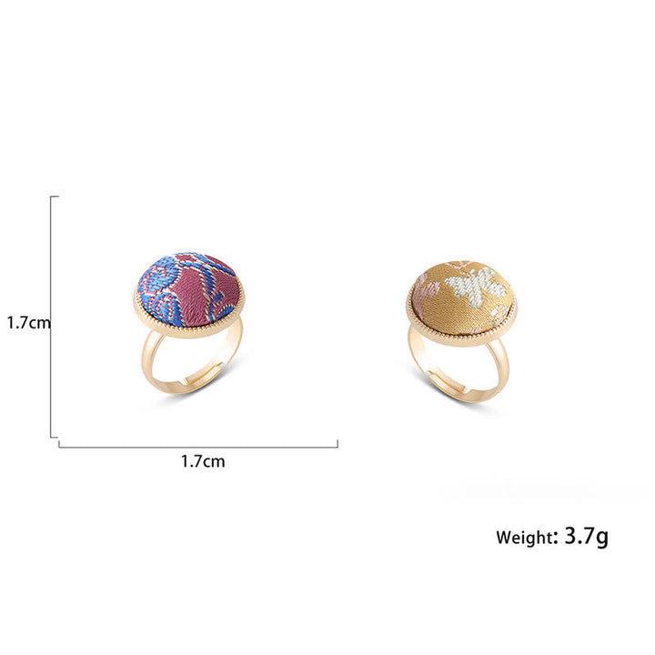 Buddha Stones Anillo redondo elegante bordado en brocado Song - image 18