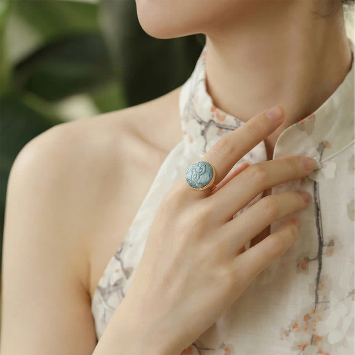 Buddha Stones Anillo redondo elegante bordado en brocado Song - image 14