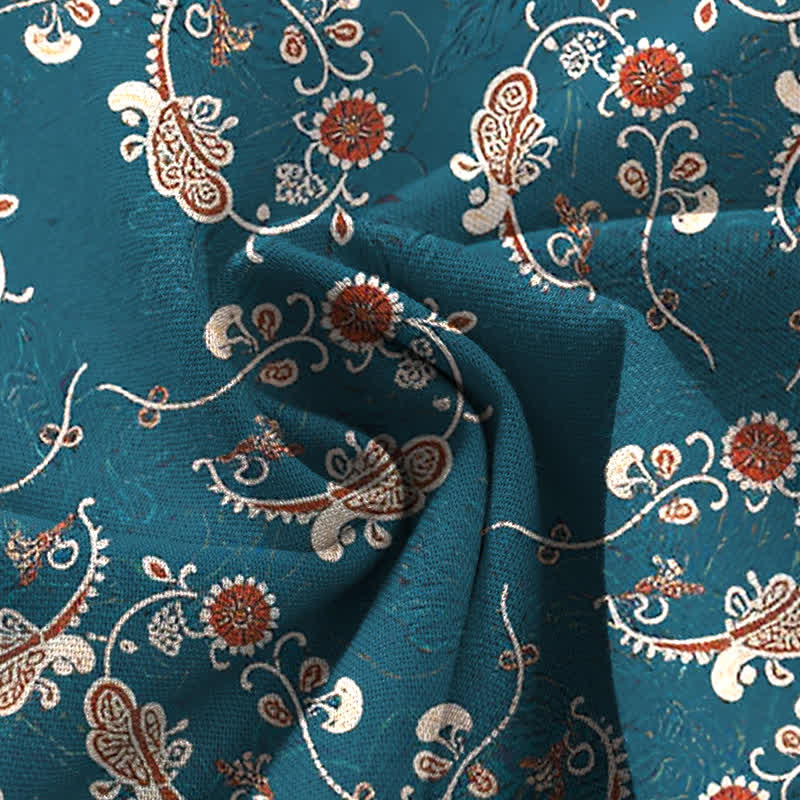 Buddha Stones Pantalones de mujer de algodón y lino con estampado floral bohemio, cintura elástica y pernera ancha con bolsillos. - image 4
