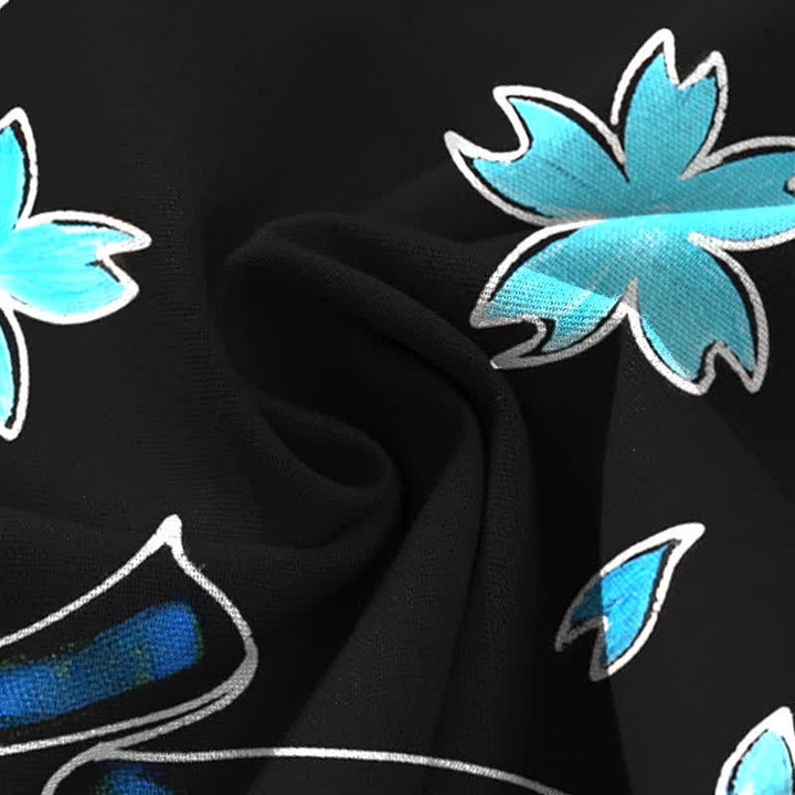 Buddha Stones Pantalones de mujer de algodón y lino con estampado floral de peces koi, cintura elástica y pernera ancha con bolsillos. - image 4